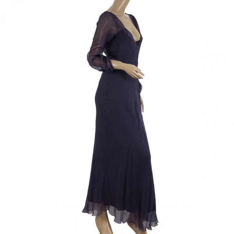 Pre Owned Alberta Ferretti Chiffon Dress With Slip Size L