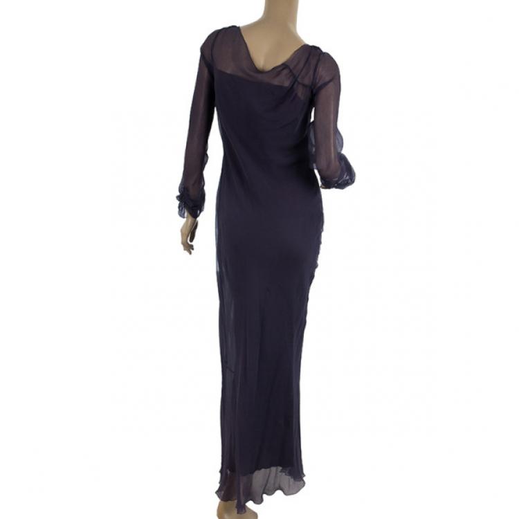 Pre Owned Alberta Ferretti Chiffon Dress With Slip Size L