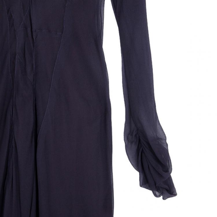 Pre Owned Alberta Ferretti Chiffon Dress With Slip Size L