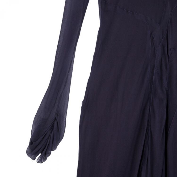 Pre Owned Alberta Ferretti Chiffon Dress With Slip Size L
