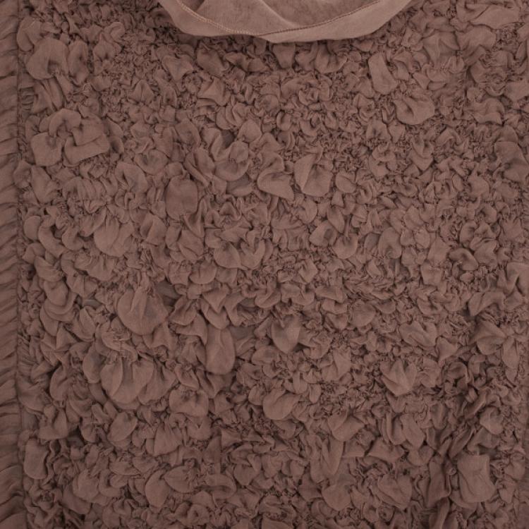 Pre Owned Alberta Ferretti Silk Beige Ruffled Dress M