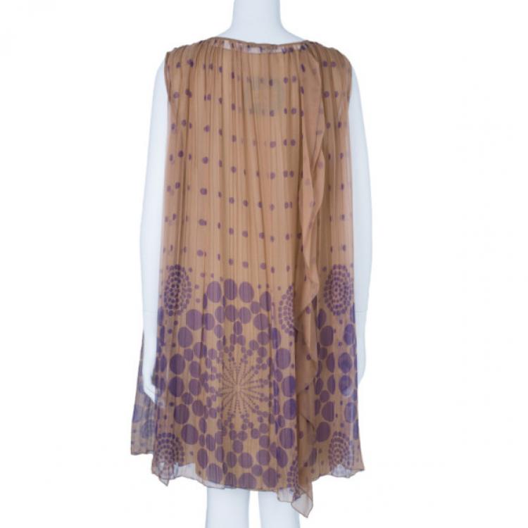 Pre Owned Alberta Ferretti Pleated Printed Dress M