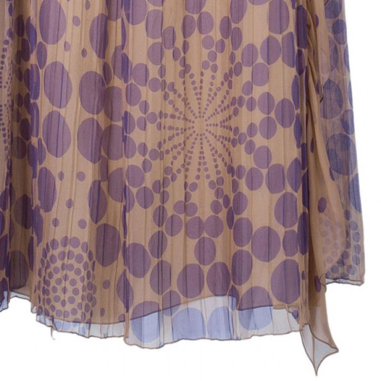 Pre Owned Alberta Ferretti Pleated Printed Dress M