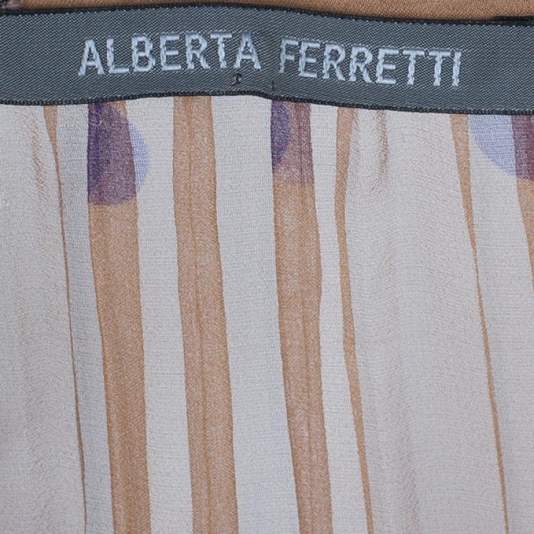Pre Owned Alberta Ferretti Pleated Printed Dress M