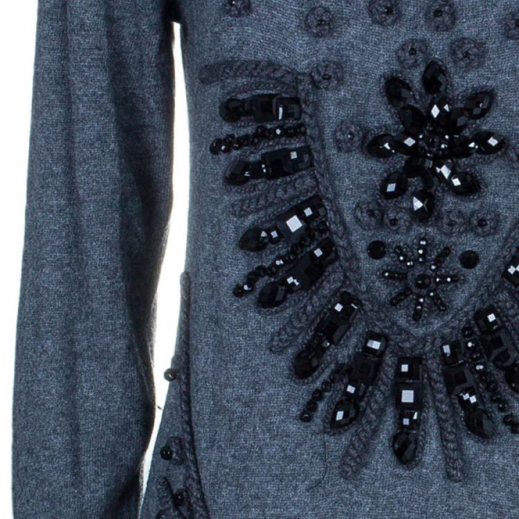 Pre Owned Alberta Ferretti Cashmere Embellished Sweater L