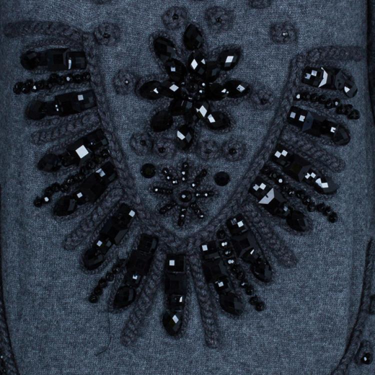 Pre Owned Alberta Ferretti Cashmere Embellished Sweater L