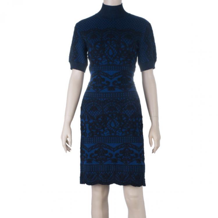 Pre Owned Alberta Ferreti Knit Turtleneck Dress M