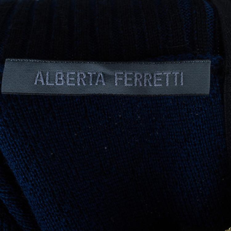 Pre Owned Alberta Ferreti Knit Turtleneck Dress M