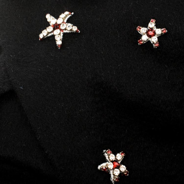 Pre Owned Alexander McQueen Black Embellished Star Cashmere Muffler