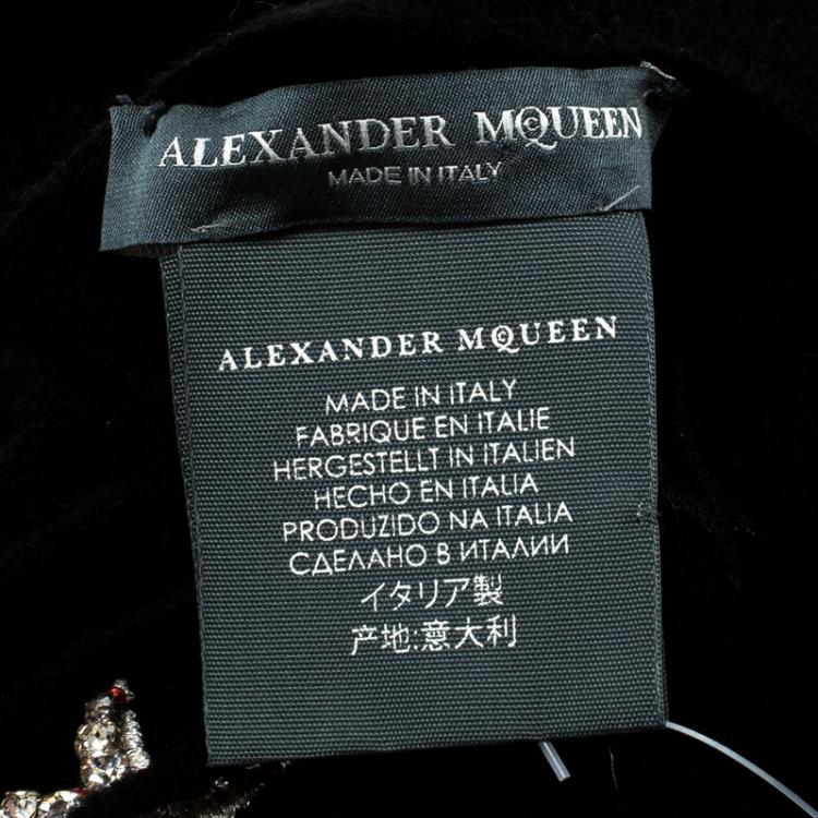 Pre Owned Alexander McQueen Black Embellished Star Cashmere Muffler
