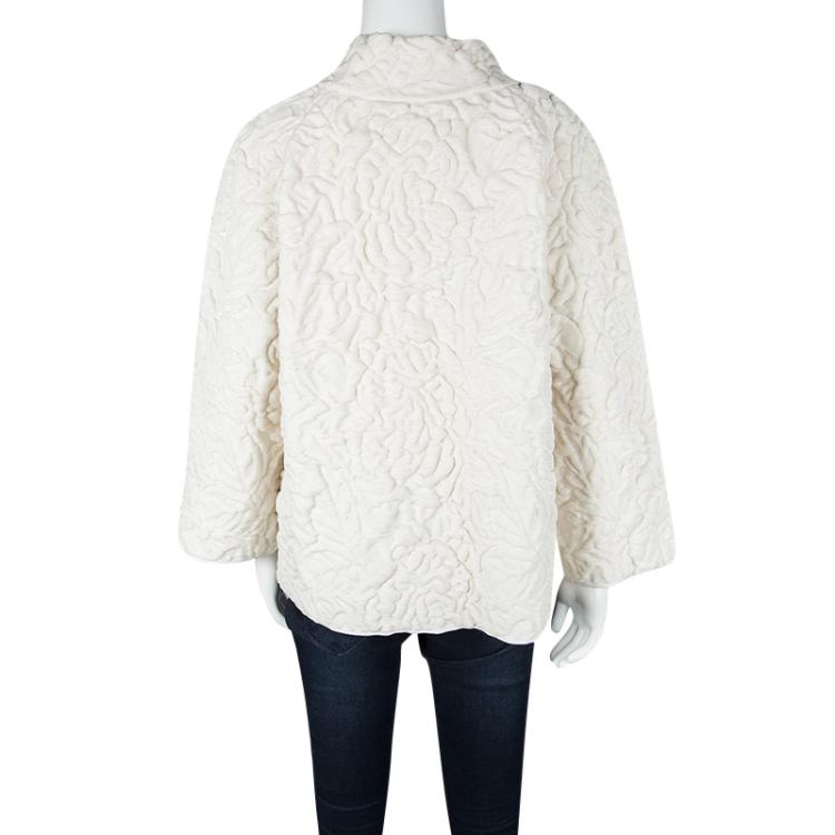 Pre Owned Alexander McQueen Cream Chunky Quilted Rose Knit  Oversized Pullover M