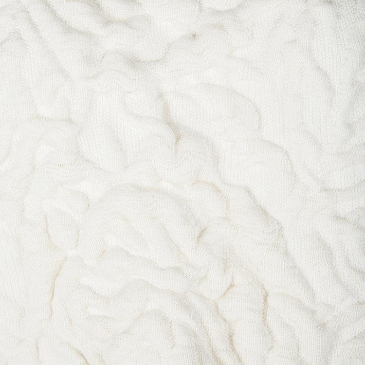 Pre Owned Alexander McQueen Cream Chunky Quilted Rose Knit  Oversized Pullover M