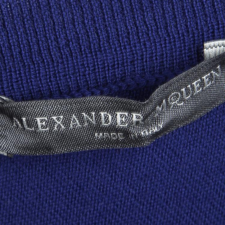 Pre Owned Alexander McQueen Blue Wool Dolman Sleeve Oversized Tunic L
