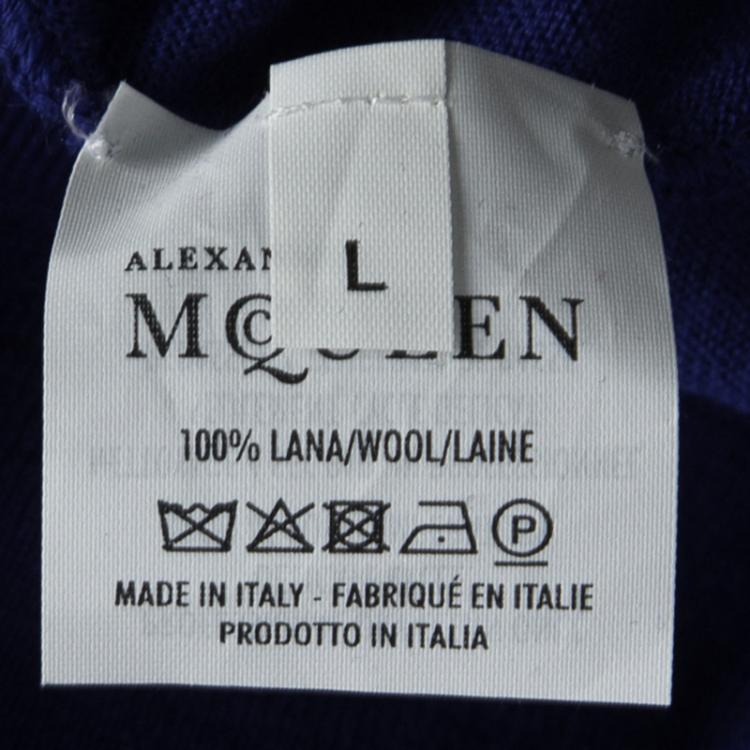 Pre Owned Alexander McQueen Blue Wool Dolman Sleeve Oversized Tunic L