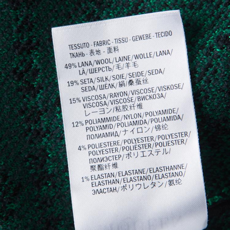 Pre Owned Alexander McQueen Black and Green Floral Pattern Jacquard Knit Pencil Dress M