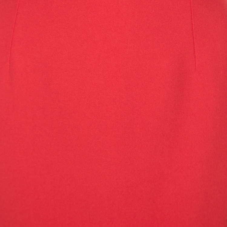 Pre Owned Alexander McQueen Red Leaf Crepe Pencil Midi Skirt M