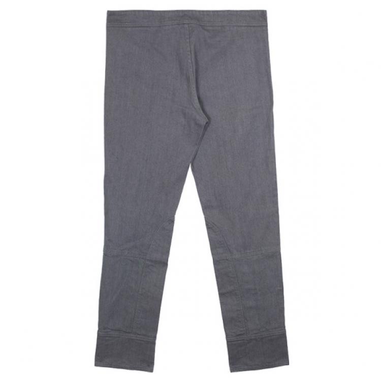 Pre Owned Alexander McQueen Grey Denim Zip Biker Jeans L