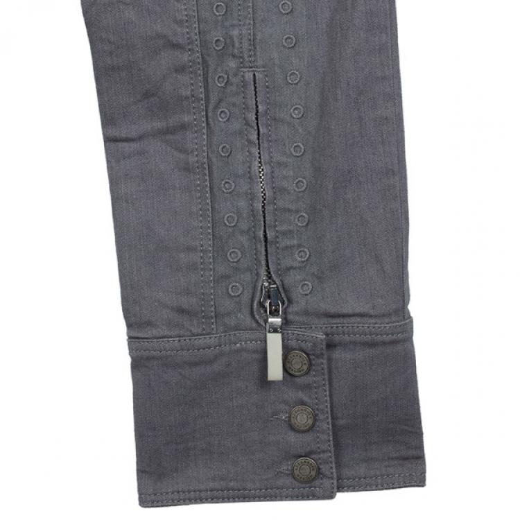 Pre Owned Alexander McQueen Grey Denim Zip Biker Jeans L
