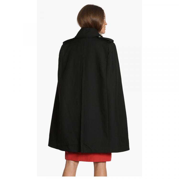 Pre Owned Alexander McQueen Black Wool Blend Cape Coat L (IT 46)