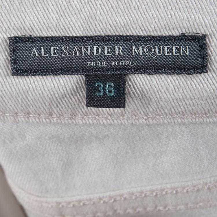 Pre Owned Alexander McQueen Washed Pink Denim Side Stripe Detail Skinny Jeans XS