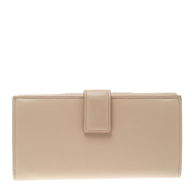 Pre Owned Alexander McQueen Blush Pink Leather Floral Embroidered Insignia Continental Wallet