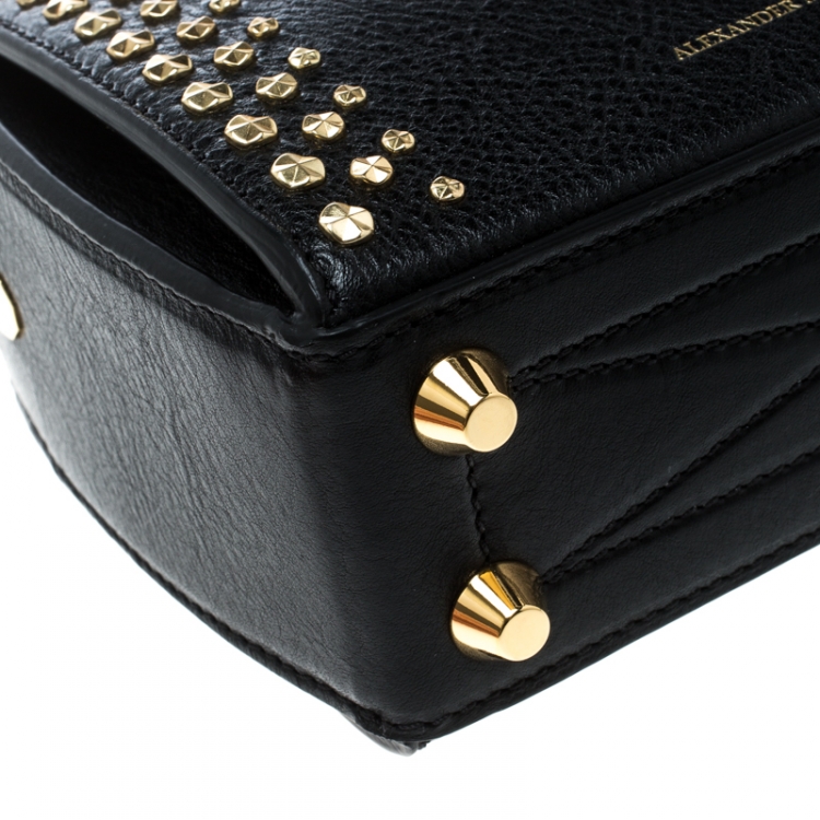 Pre Owned Alexander McQueen Black Leather Box Shoulder Bag 