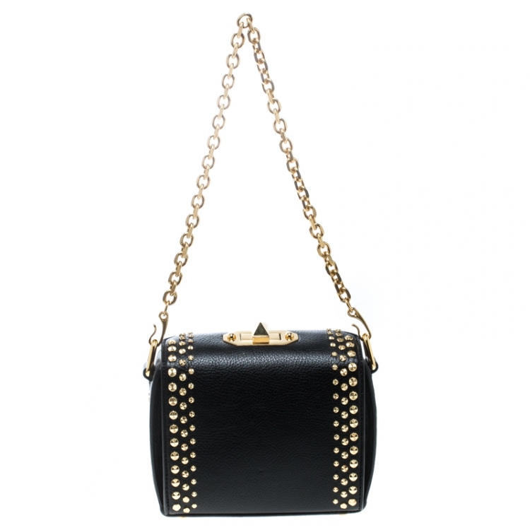 Pre Owned Alexander McQueen Black Leather Box Shoulder Bag 