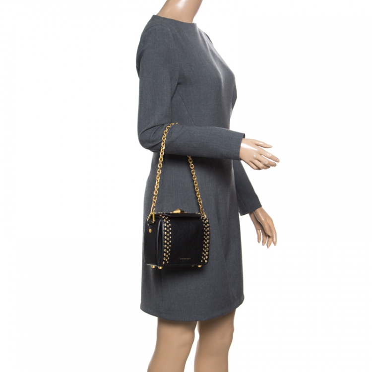 Pre Owned Alexander McQueen Black Leather Box Shoulder Bag 