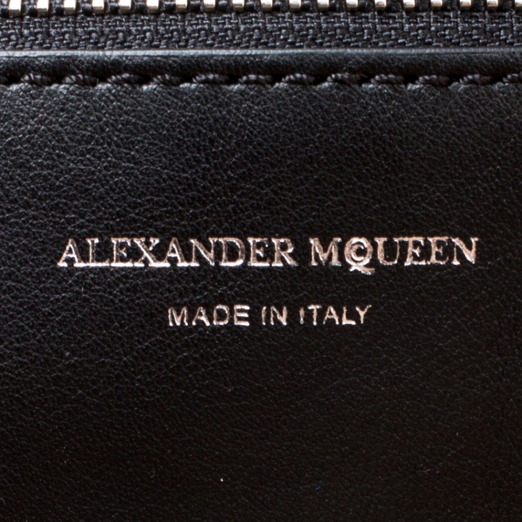 Pre Owned Alexander McQueen Black Leather Small Grommet Shopper Tote 