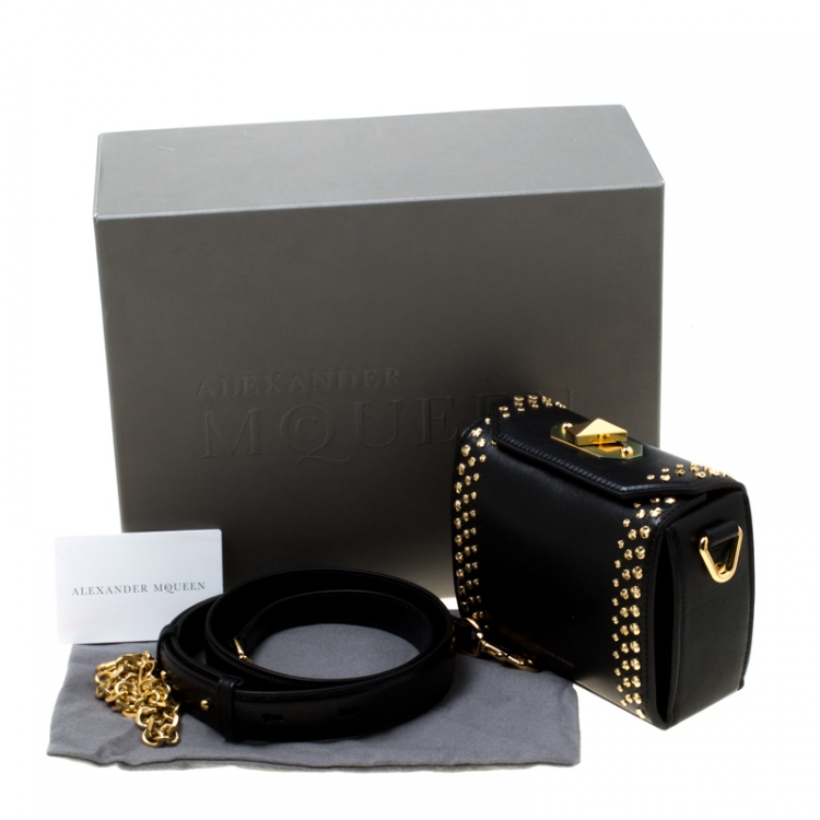 Pre Owned Alexander McQueen Black Leather Box Shoulder Bag 
