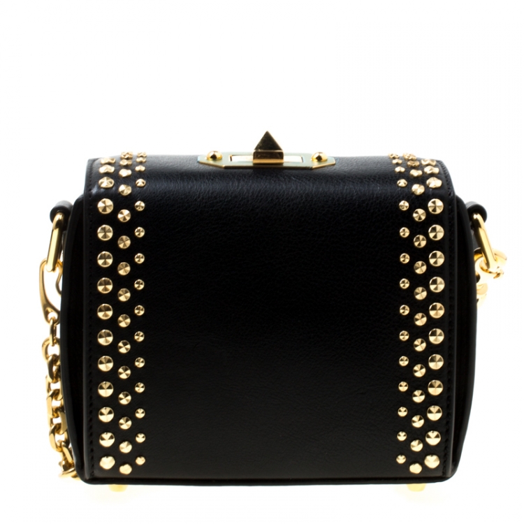 Pre Owned Alexander McQueen Black Leather Box Shoulder Bag 