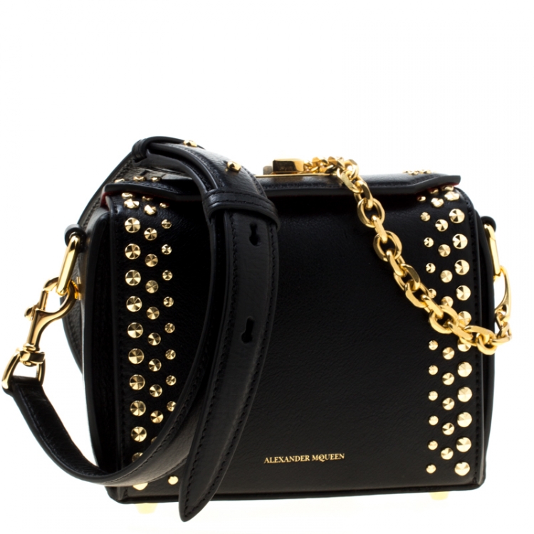 Pre Owned Alexander McQueen Black Leather Box Shoulder Bag 