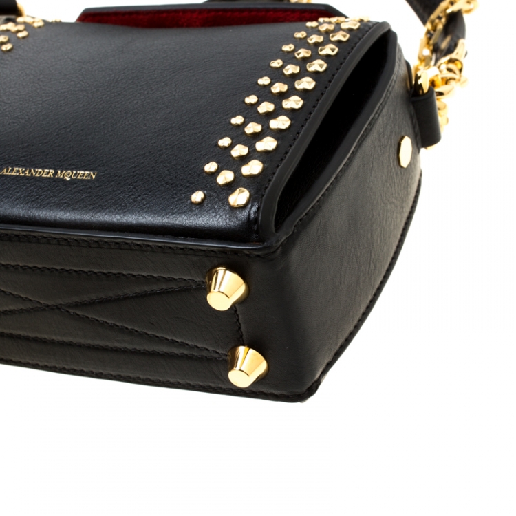 Pre Owned Alexander McQueen Black Leather Box Shoulder Bag 