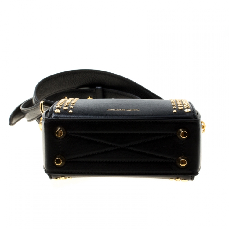 Pre Owned Alexander McQueen Black Leather Box Shoulder Bag 