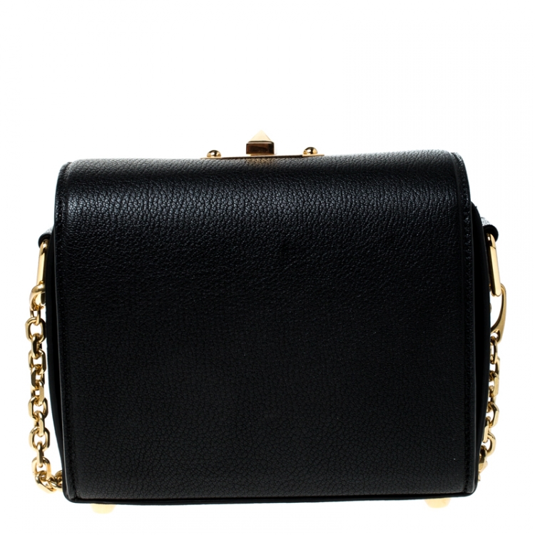 Pre Owned Alexander McQueen Black Leather Box 19 Shoulder Bag 