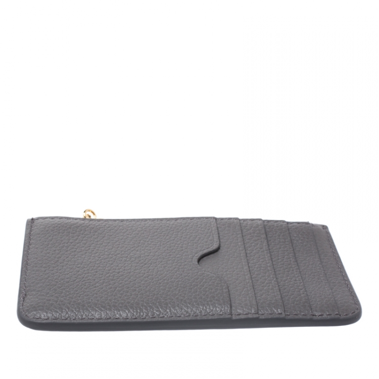 Pre Owned Alexander McQueen Grey Leather Zip Card Holder 