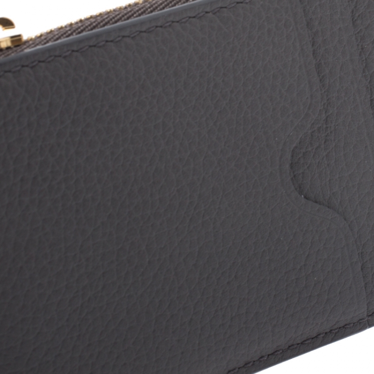 Pre Owned Alexander McQueen Grey Leather Zip Card Holder 