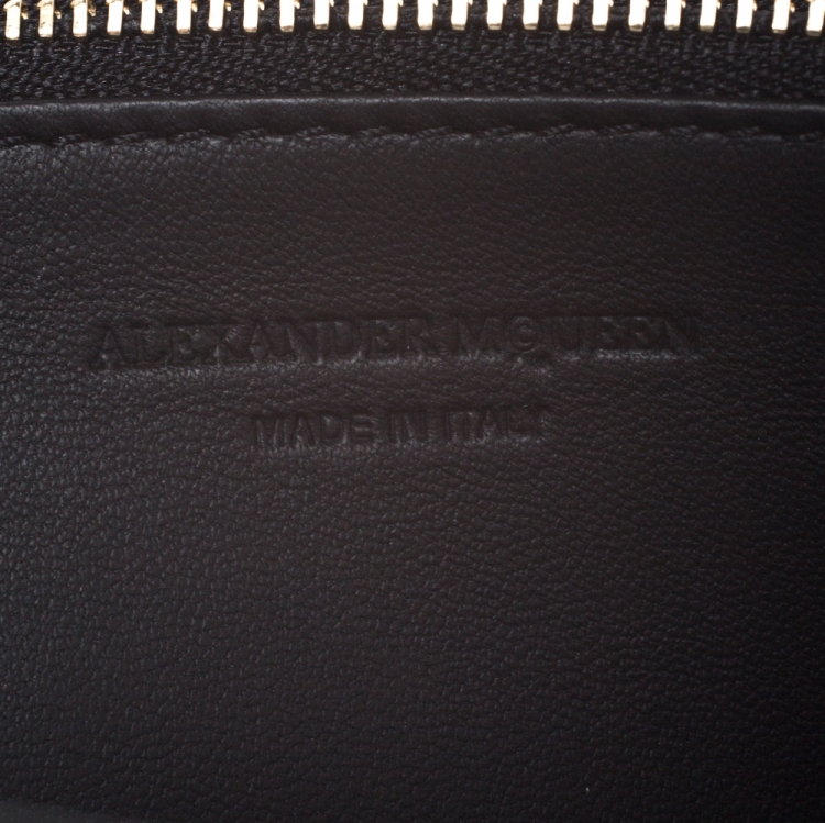 Pre Owned Alexander McQueen Burgundy Croc Embossed Leather Zip Around Wallet