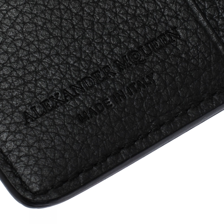 Pre Owned Alexander McQueen Black Leather Skull Bifold Wallet
