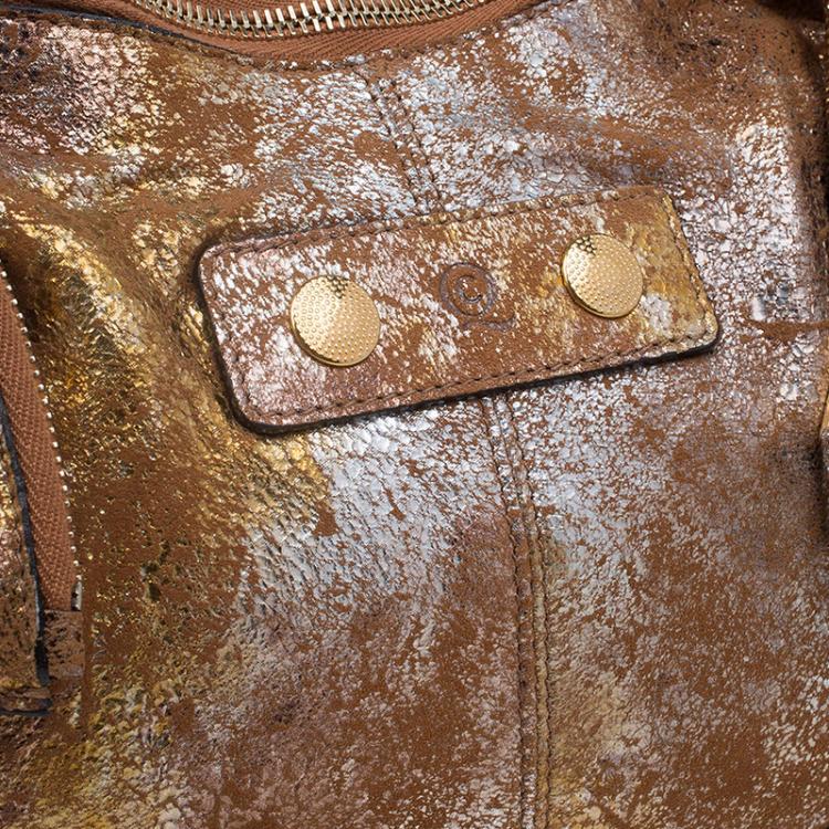 Pre Owned Alexander McQueen De Manta Faithful Gold Lamina Metallic Fold-over Clutch