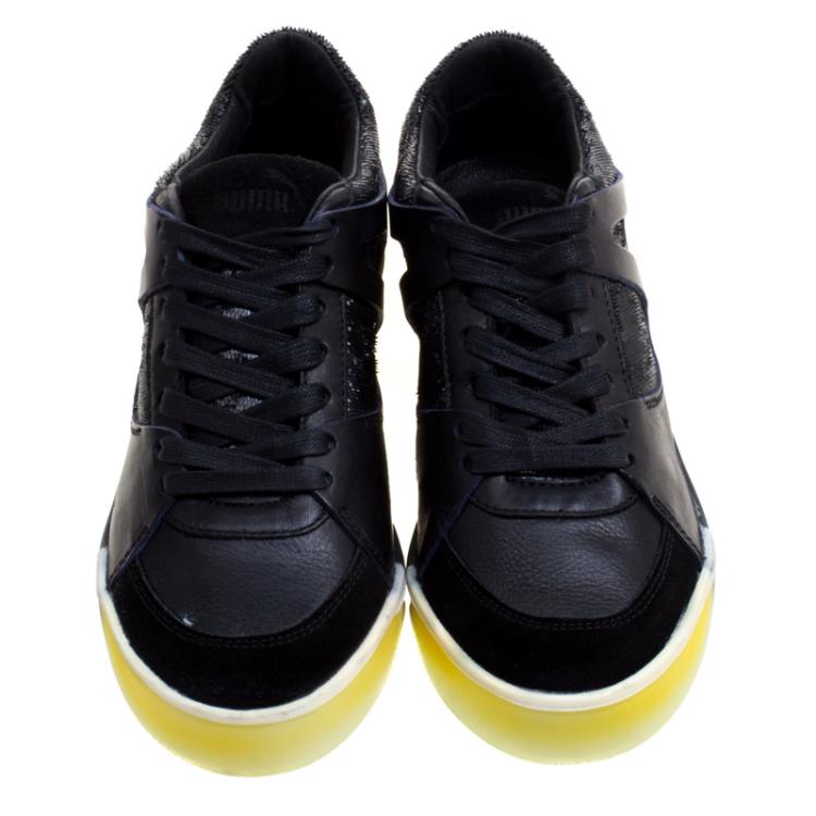 مملوكة مسبقًا Alexander McQueen for Puma Black Leather Move Femme Lace Up Sneakers Size 38