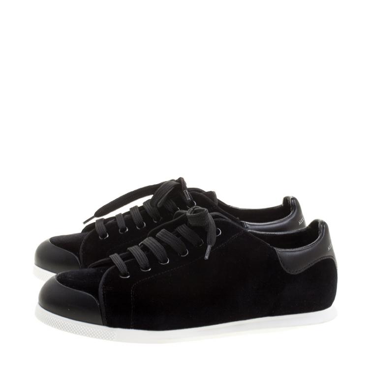 Pre Owned Alexander McQueen Black Velvet Sneakers Size 37