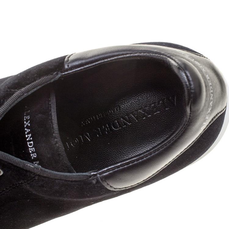 Pre Owned Alexander McQueen Black Velvet Sneakers Size 37