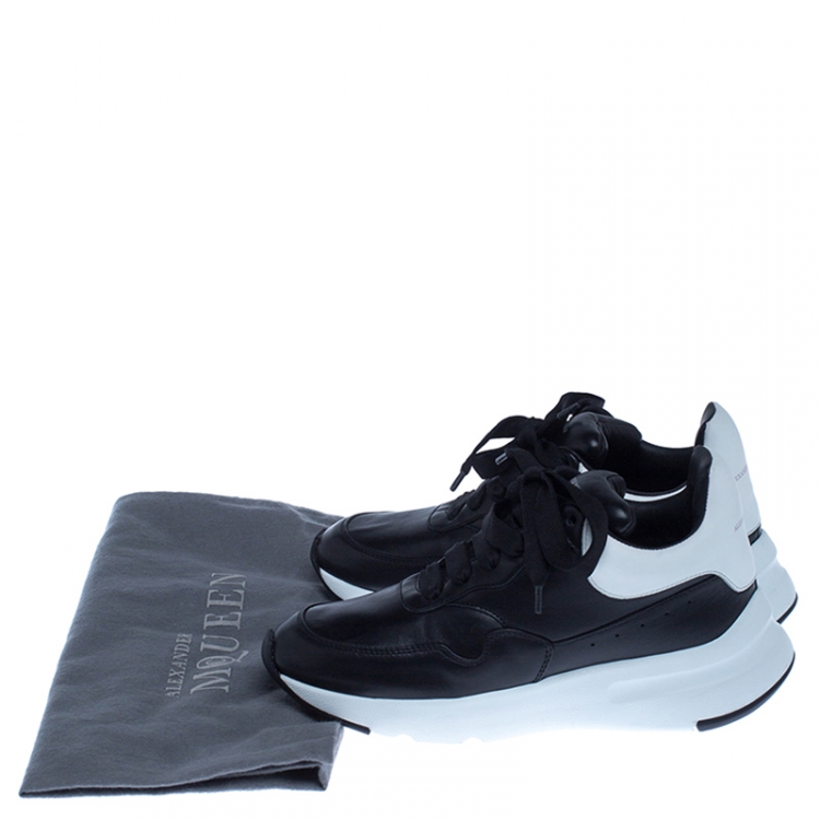 Pre Owned Alexander McQueen Black Leather Lace Up Sneakers Size 37