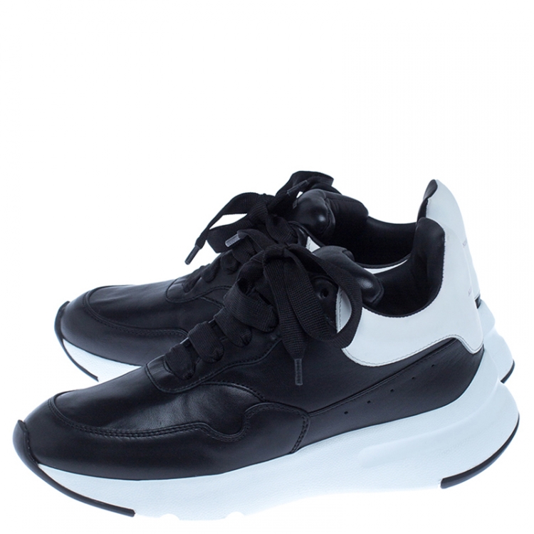 Pre Owned Alexander McQueen Black Leather Lace Up Sneakers Size 37