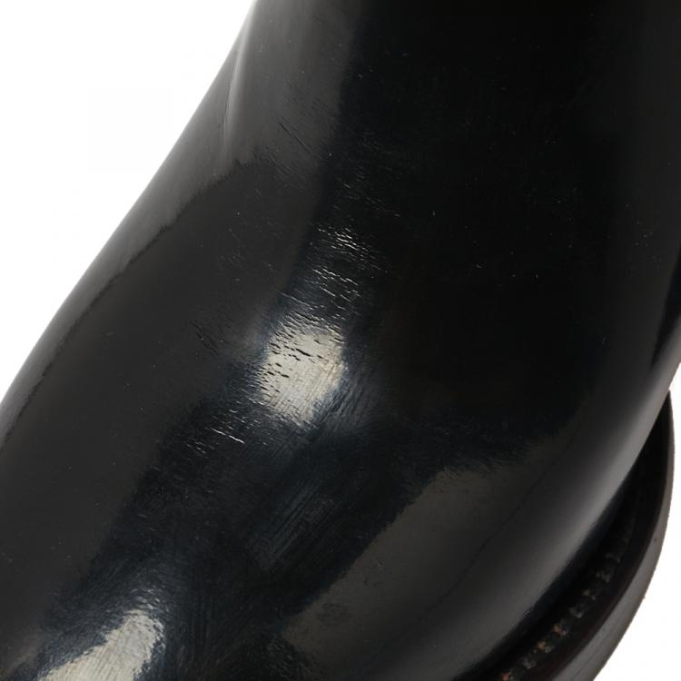 مملوكة مسبقًا Alexander McQueen Black/Red Patent Leather Hybrid Mid Calf Boots Size 36