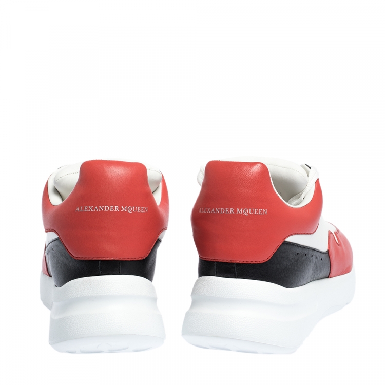 Pre Owned Alexander McQueen Red/White Leather Larry Low Top Sneakers Size 43