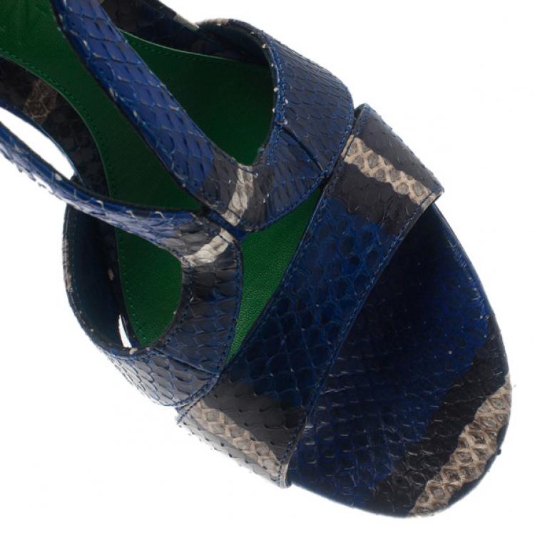 Pre Owned Alexander McQueen Multicolor Python Armadillo Platform Sandals Size 40