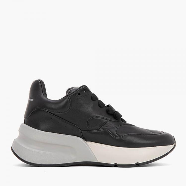 Pre Owned Alexander McQueen Black Leather Lace-Up Sneakers Size EU 38