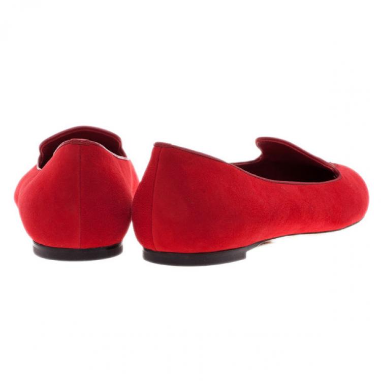 Pre Owned Alexander McQueen Red Suede Skull Smoking Slippers Size 40